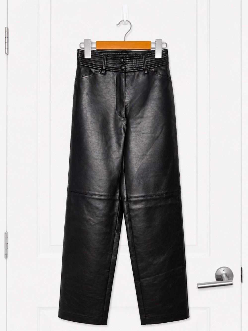 Wilfred by Aritzia Black Faux Leather Leg Pants
